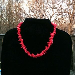 Sterling Silver Genuine RED Coral Branch Adj. Choker Necklace VINTAGE